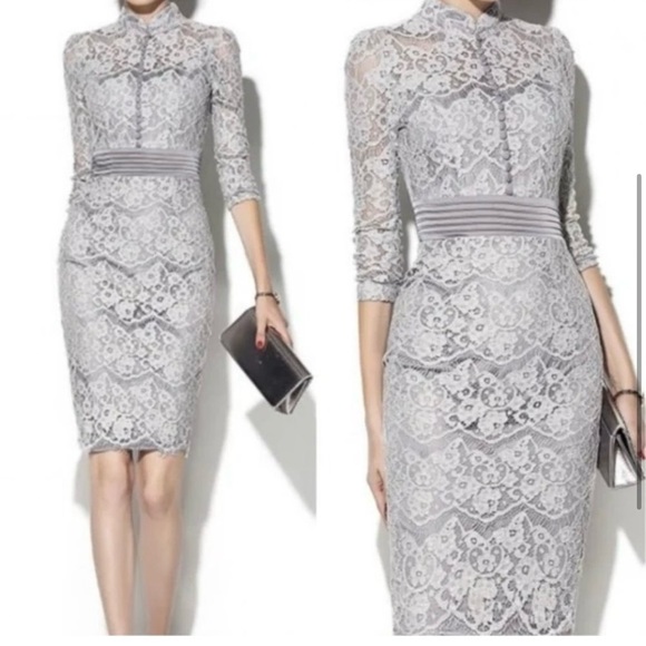 Metisu Dresses & Skirts - COPY - Metisu Gray Hollow Out Lace Dress